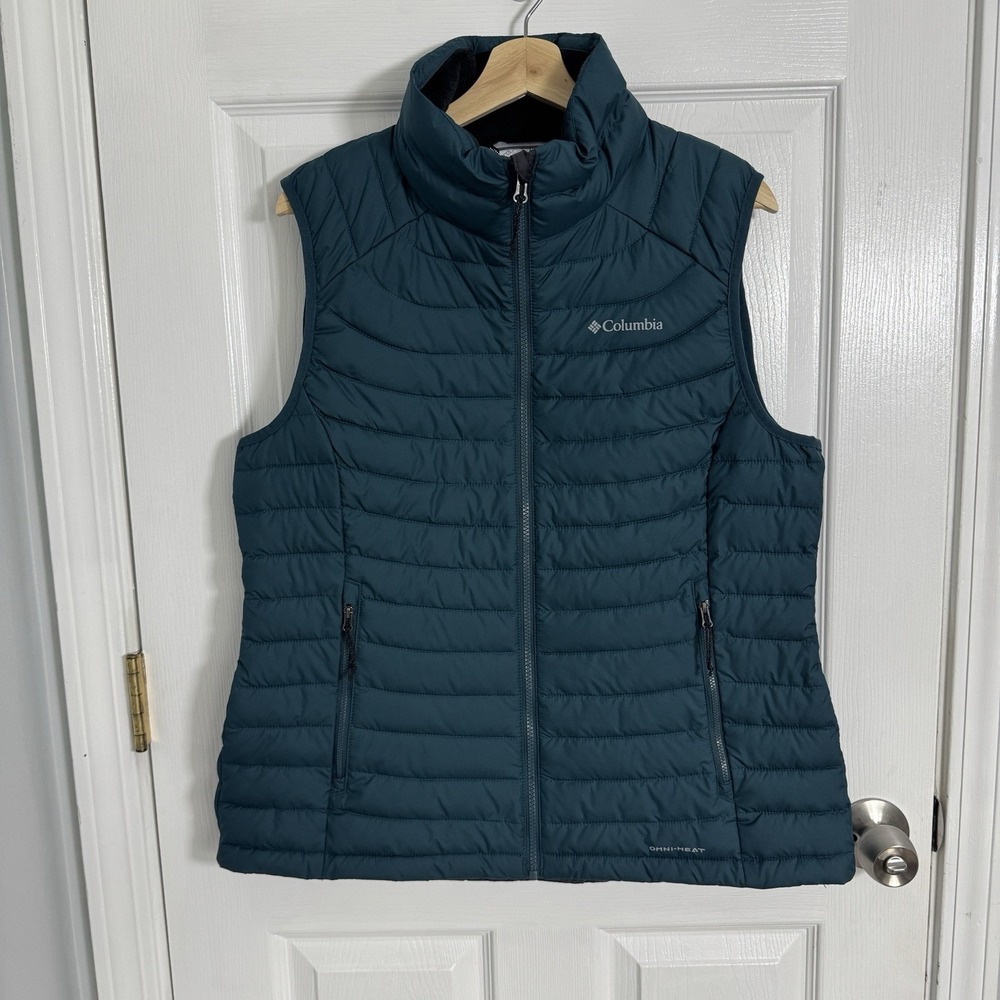 Columbia Womens L Omni-Heat Puffer Vest Teal Full Zip Insulated